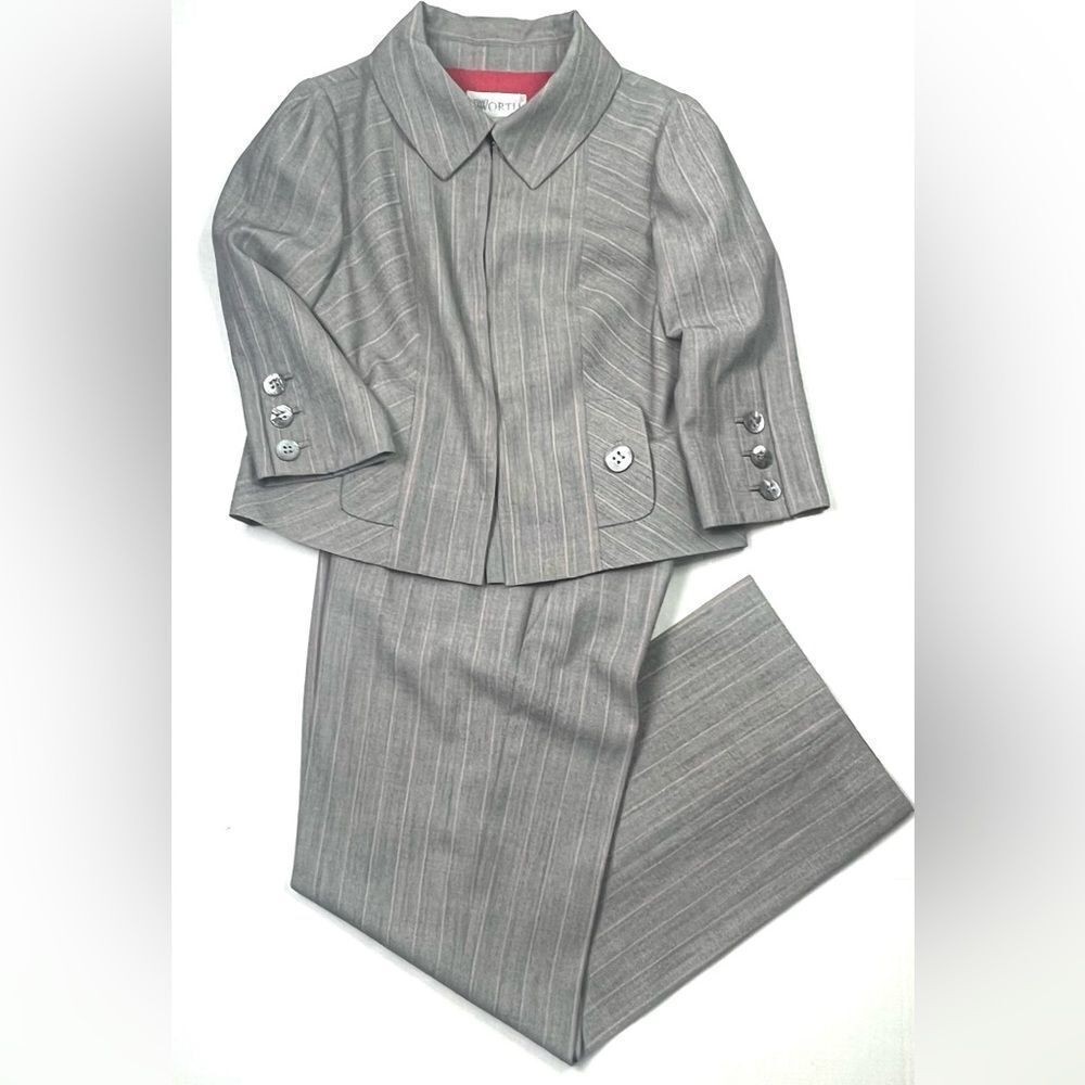 W Worth Wool Pin  Striped Pantsuit